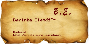 Barinka Elemér névjegykártya
